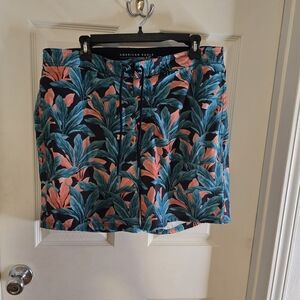 American Eagle Outfitters Teal and Coral Tropical Athletic Shorts